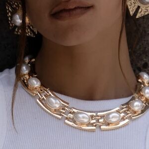 Lulu's Gold and Pearl Statement Necklace